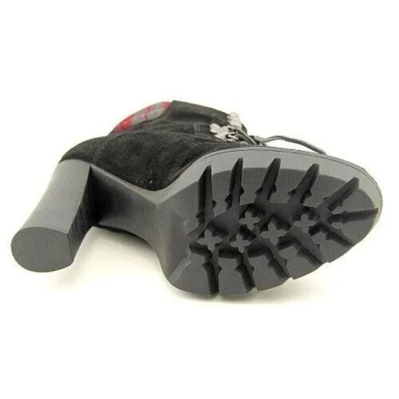 Nine West Boots Suede Black & Red Plaid Women's Size 8 M US New In Box - Picture 6 of 7